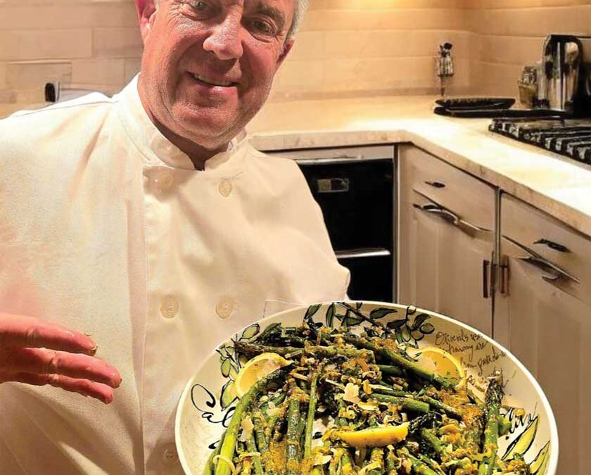 Asparagus with Leeks, Parmesan and Mustard Sauce